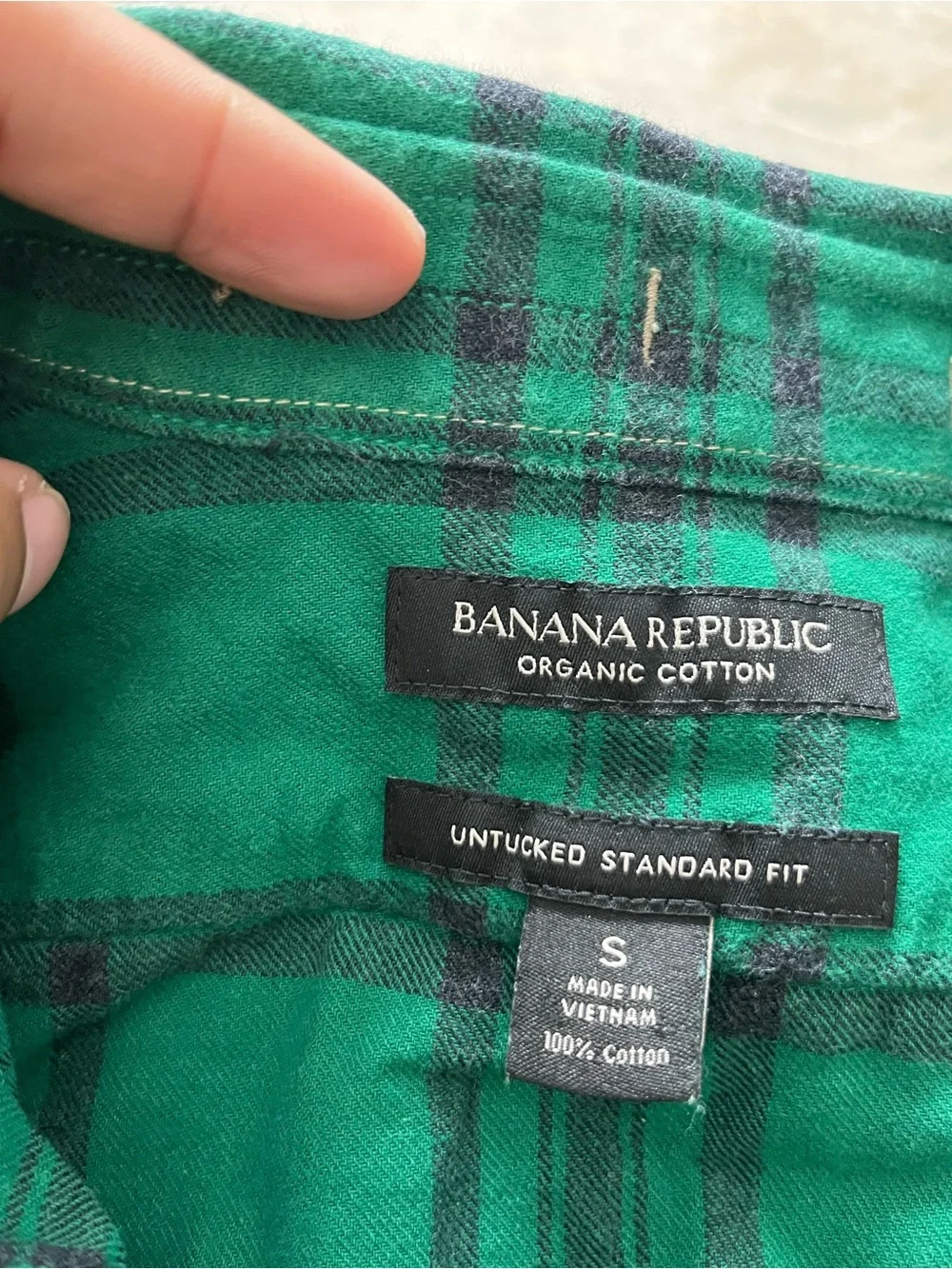 Banana Republic Green and Black Plaid Button-Down Shirt